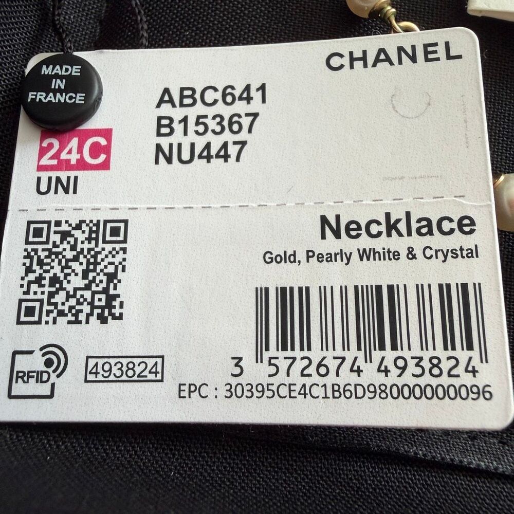 Chanel 24C Faux Pearl & Strass Station Chain Necklace - Picture 8 of 10